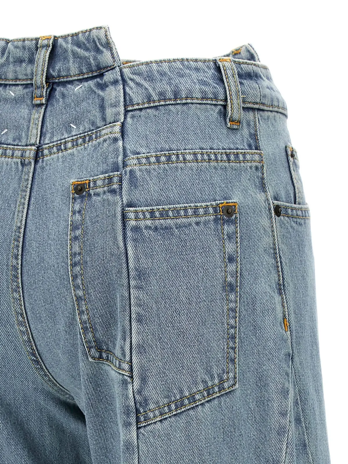 Джинси з асиметричною талією Maison Margiela Блакитні 4 Asymmetrical waist jeans 100% cotton MAISON MARGIELA Light Blue