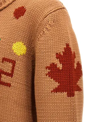 Jacquard cardigan 100% wool DSQUARED2 Multicolor