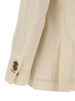 double-breasted blazer 35% silk 35% flourofibre 19% wool 10% nylon 1% lycra MAURIZIO MIRI White