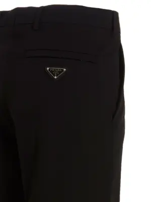 Stretch techno pants 89% polyester 11% elastane PRADA Black