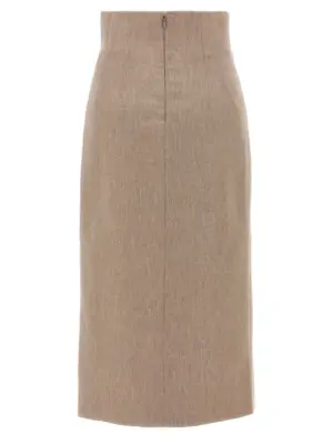 'Stephanie' midi skirt T160315BTNV115SANDMELANGE THE ANDAMANE Beige