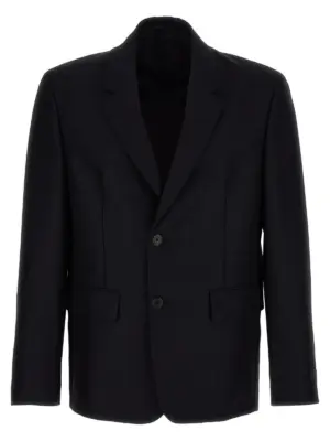 Removable collar single-breasted blazer UGM2341WC1F0008 PRADA Blue