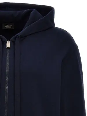 Piquet cotton hoodie Man BRIONI Blue