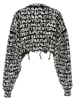 'Vetements Paris Monogram' cropped sweater WA65KN314BBLACKWHITE VETEMENTS White/Black