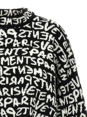 'Vetements Paris Monogram' cropped sweater Woman VETEMENTS White/Black