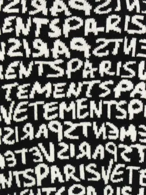 'Vetements Paris Monogram' cropped sweater 100% merino wool VETEMENTS White/Black