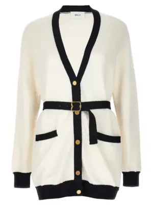 Jacquard logo cardigan BALLY White/Black