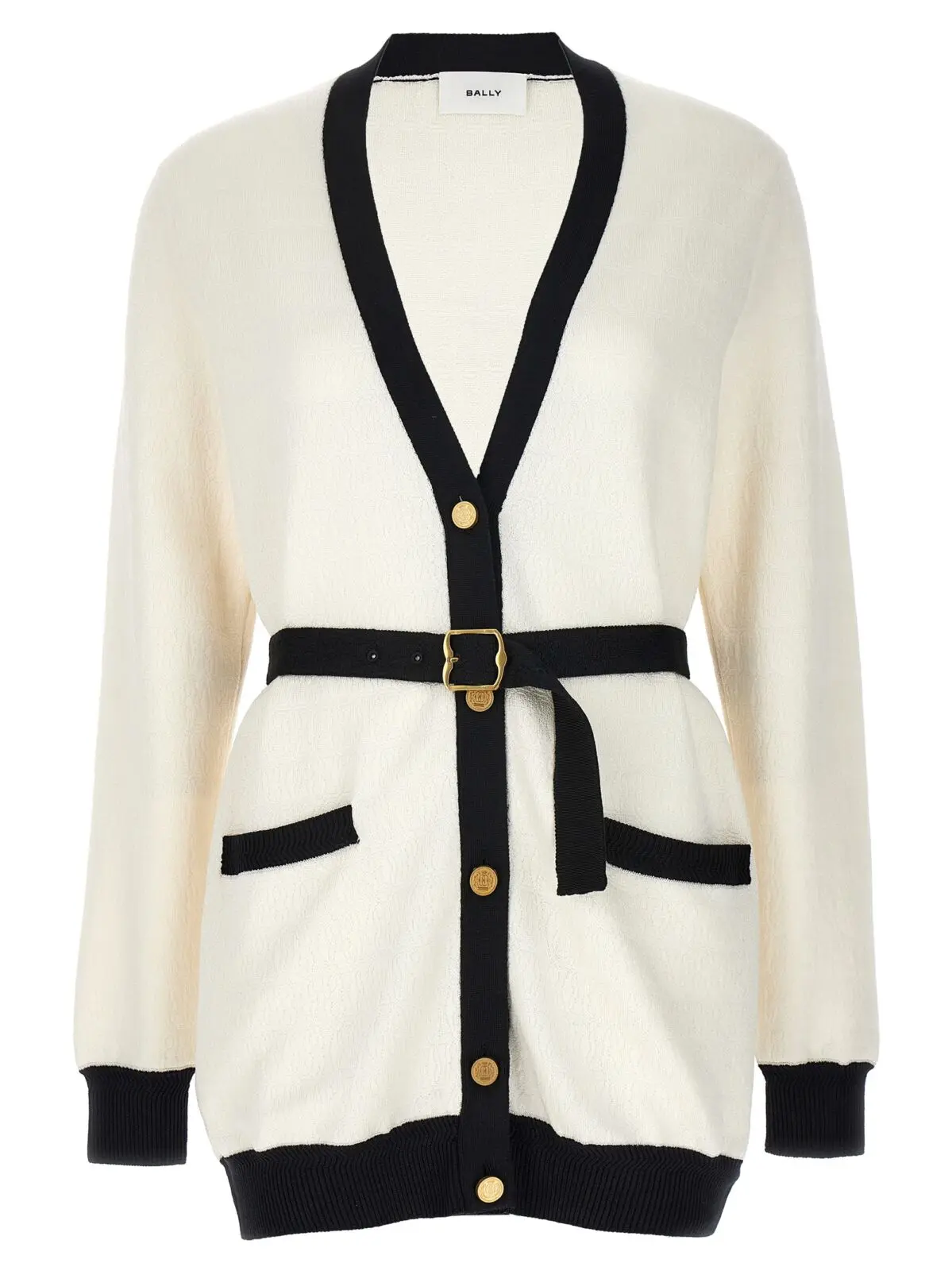 Кардиган Bally З жаккардовим логотипом Чорно-білий 1 Jacquard logo cardigan BALLY White/Black