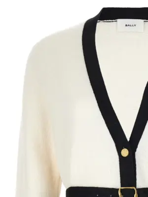 Jacquard logo cardigan Woman BALLY White/Black