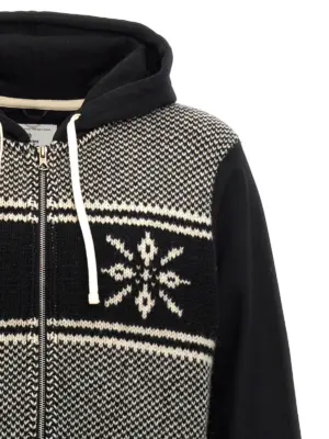 Jacquard insert hoodie Man JUNYA WATANABE White/Black