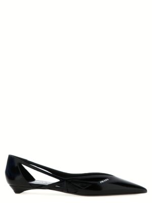 Cut-out leather ballet flats PRADA Black