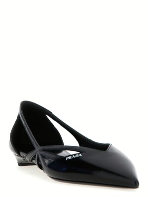 Cut-out leather ballet flats 1F732NFD015055F0002 PRADA Black