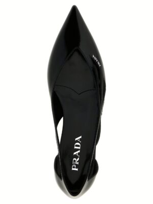 Cut-out leather ballet flats 100% cow leather (Bos Taurus) PRADA Black