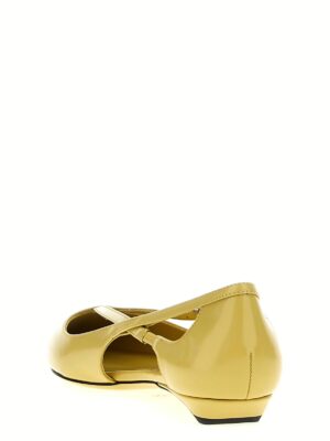 Logo leather ballet flats Woman PRADA Yellow