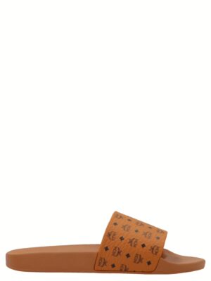 all-over monogram slides MCM Brown