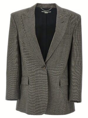 Single-breasted micro houndstooth blazer STELLA MCCARTNEY Gray