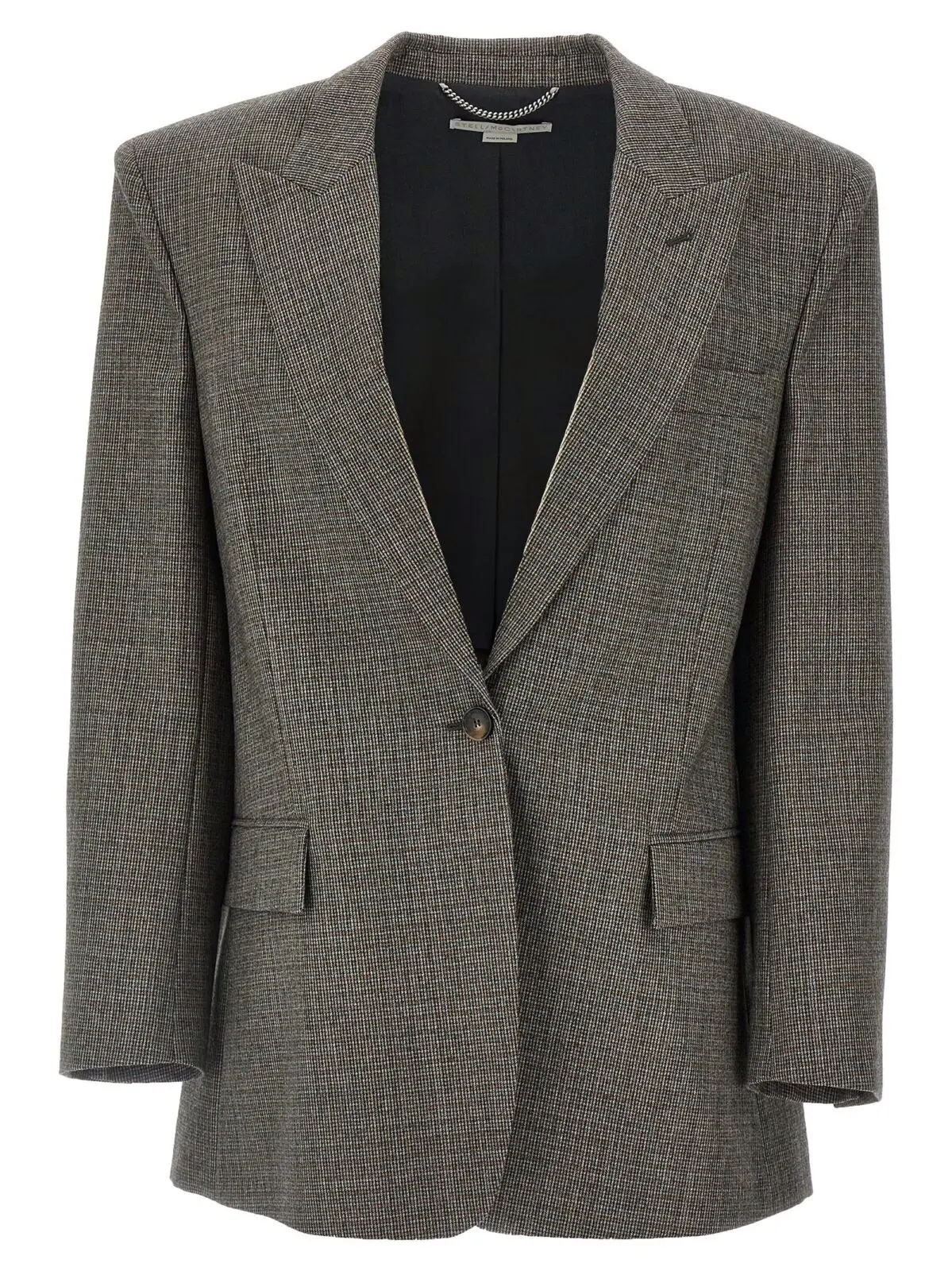 Блейзер Stella Mccartney Single-breasted micro houndstooth Сірий 1 Single-breasted micro houndstooth blazer STELLA MCCARTNEY Gray