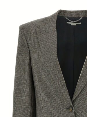 Single-breasted micro houndstooth blazer Woman STELLA MCCARTNEY Gray