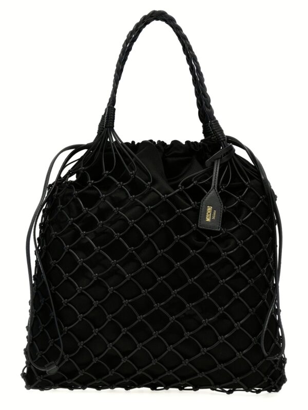 Woven nappa leather shopping bag MOSCHINO Black
