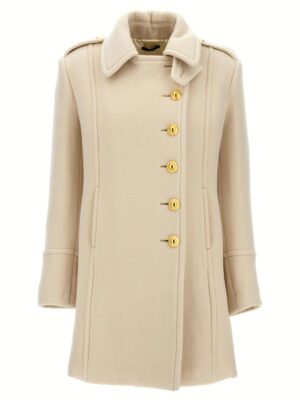 Single-breasted wool coat TOM FORD White