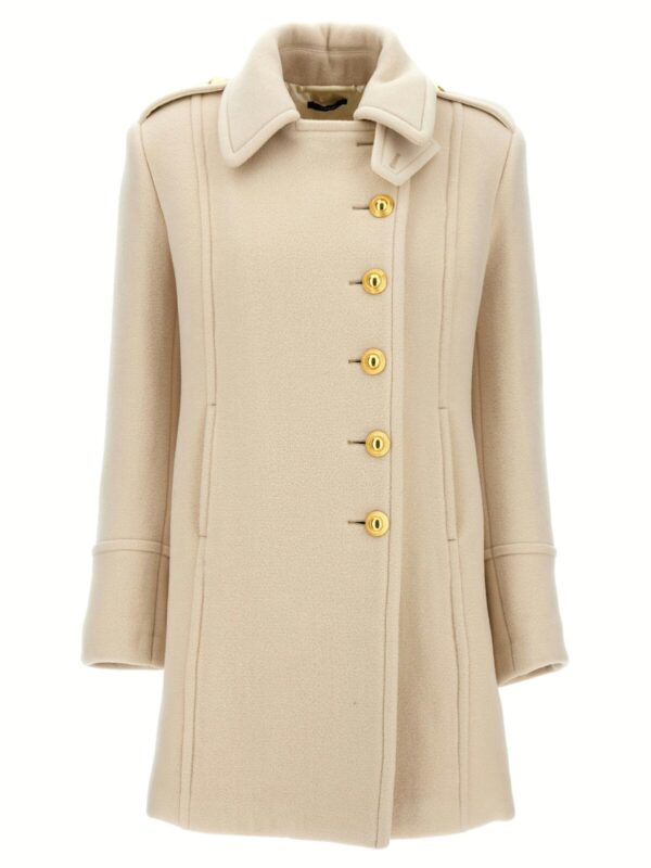 Single-breasted wool coat TOM FORD White