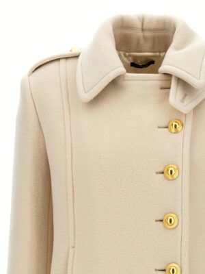 Single-breasted wool coat Woman TOM FORD White