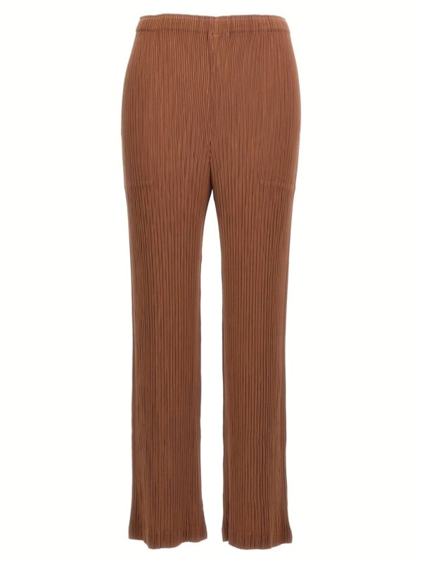 'Hatching Pleats' pants ISSEY MIYAKE Brown