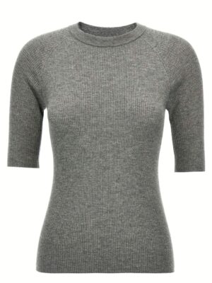 Lurex ribbed sweater BRUNELLO CUCINELLI Gray