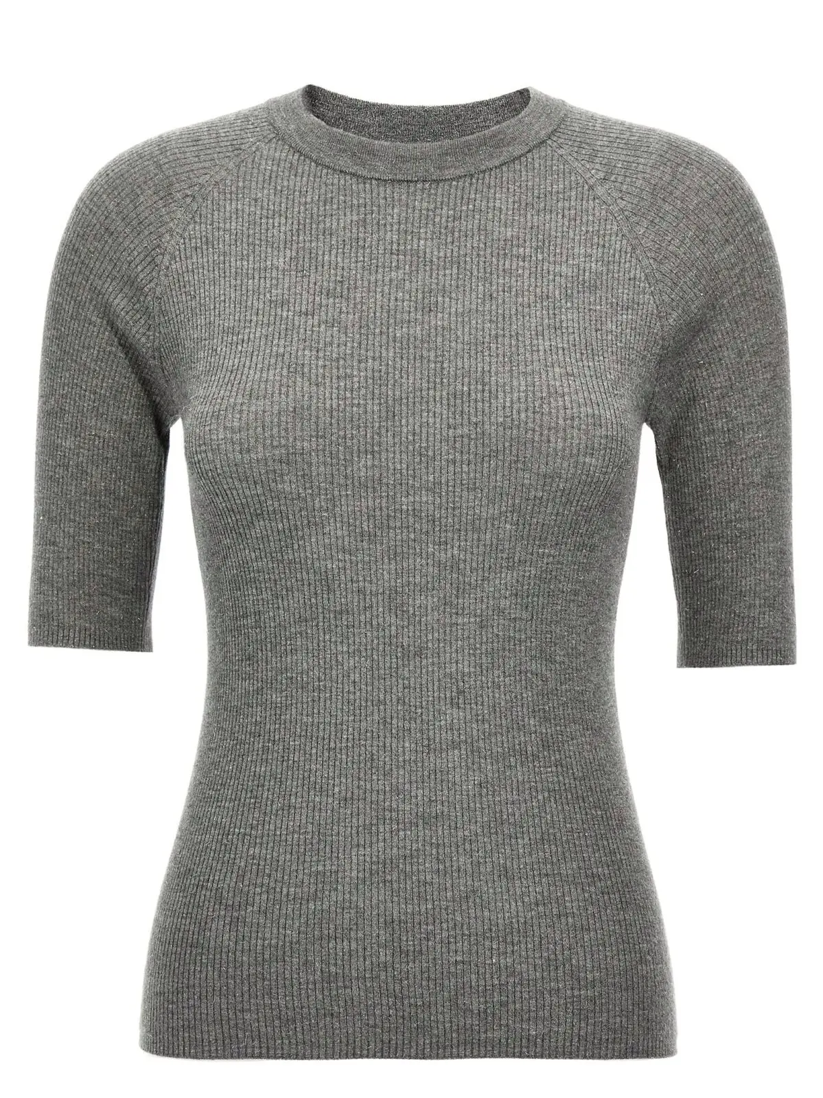 Светр Brunello Cucinelli Lurex ribbed Сірий 1 Lurex ribbed sweater BRUNELLO CUCINELLI Gray