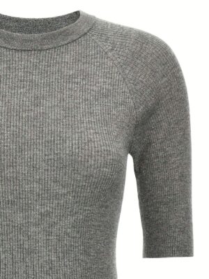 Lurex ribbed sweater Woman BRUNELLO CUCINELLI Gray
