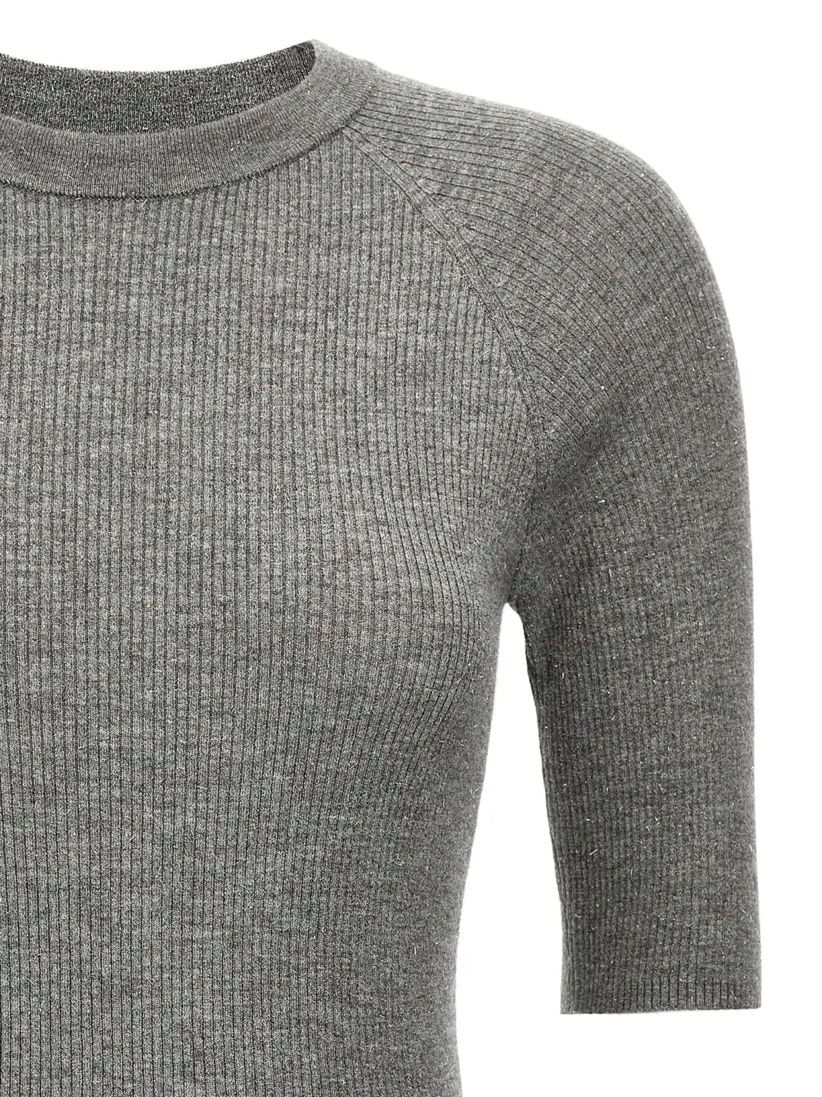 Светр Brunello Cucinelli Lurex ribbed Сірий 3 Lurex ribbed sweater Woman BRUNELLO CUCINELLI Gray