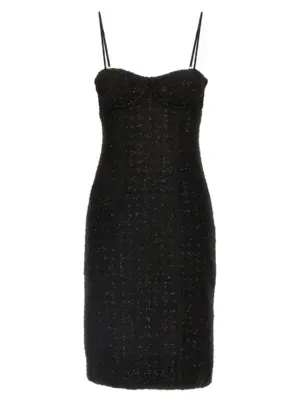 Bouclé midi dress ROTATE BIRGER CHRISTENSEN Black