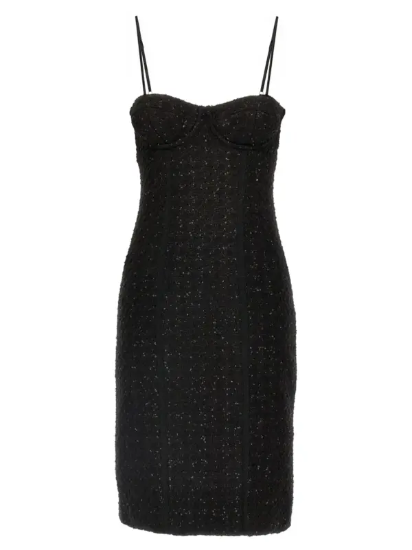 Bouclé midi dress ROTATE BIRGER CHRISTENSEN Black