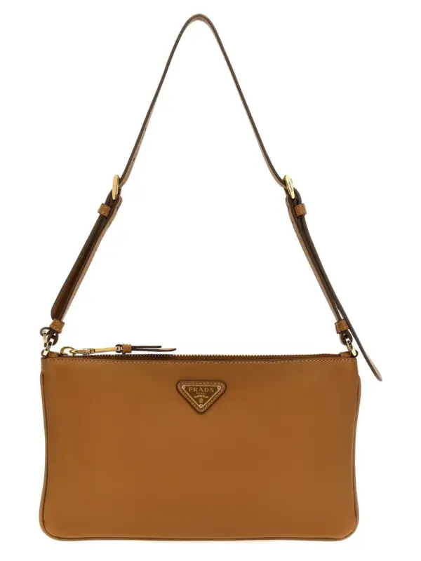 Logo shoulder bag PRADA Brown