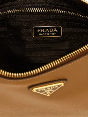 Logo shoulder bag 100% leather PRADA Brown