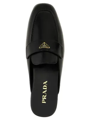 Leather sabots 100% calfskin leather (Bos Taurus) PRADA Black