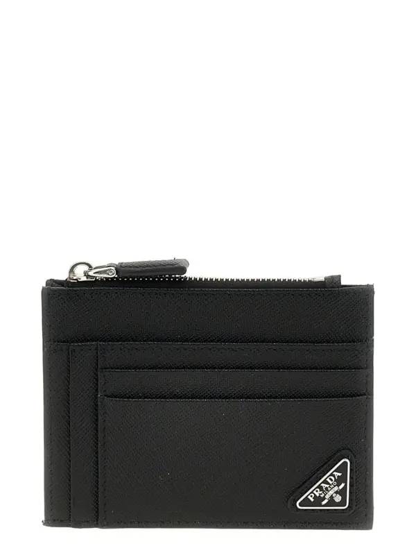 Saffiano logo card holder PRADA Black