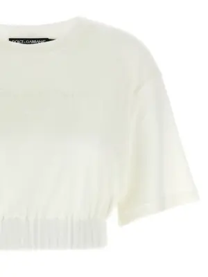 Logo chenille top Woman DOLCE & GABBANA White