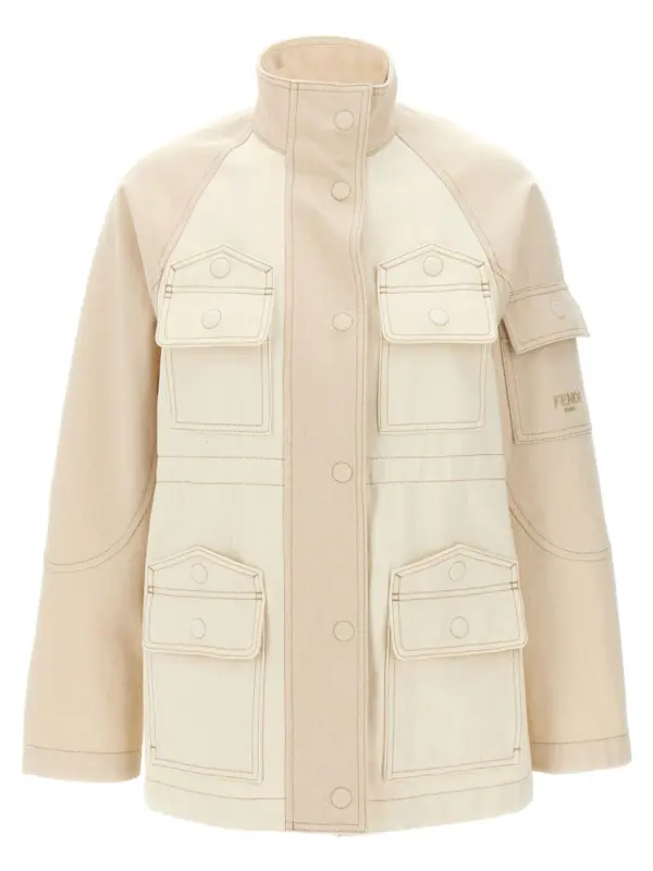Denim parka FENDI Beige