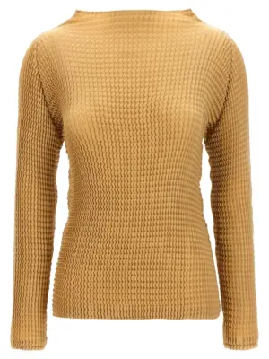 'Suede Like Pleats' blouse ISSEY MIYAKE Beige