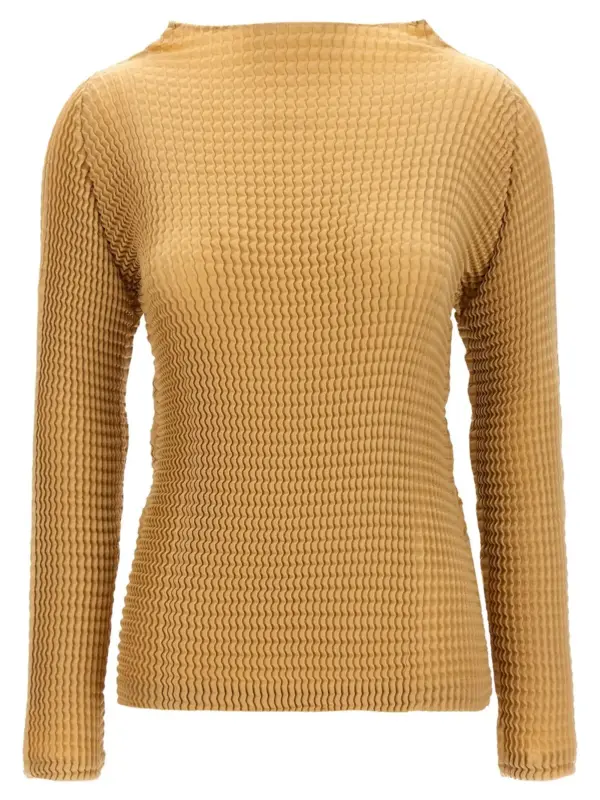 'Suede Like Pleats' blouse ISSEY MIYAKE Beige