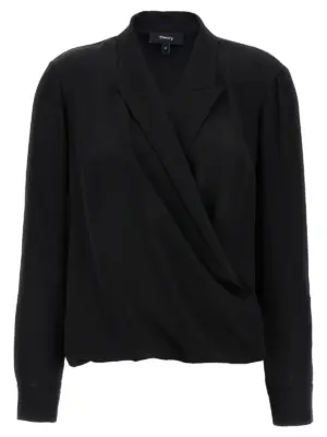 'PK Label Wrap' blouse THEORY Black