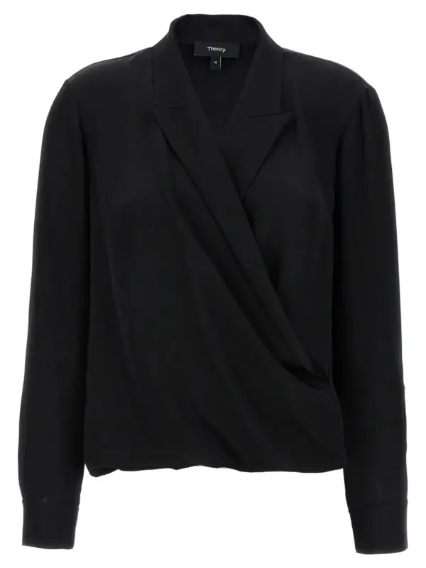 'PK Label Wrap' blouse THEORY Black