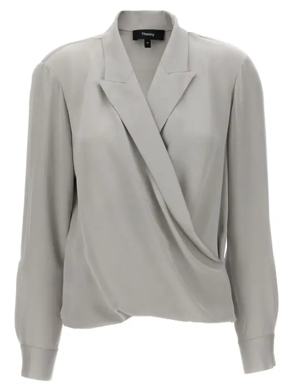 'PK Label Wrap' blouse THEORY Gray