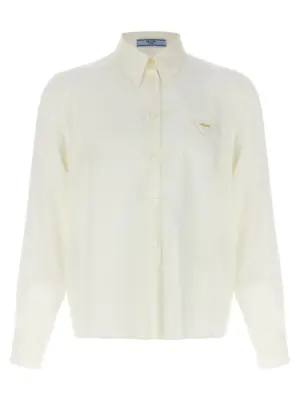 Silk logo shirt PRADA White
