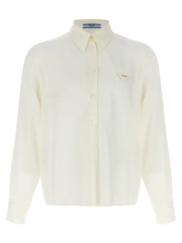 Silk logo shirt PRADA White