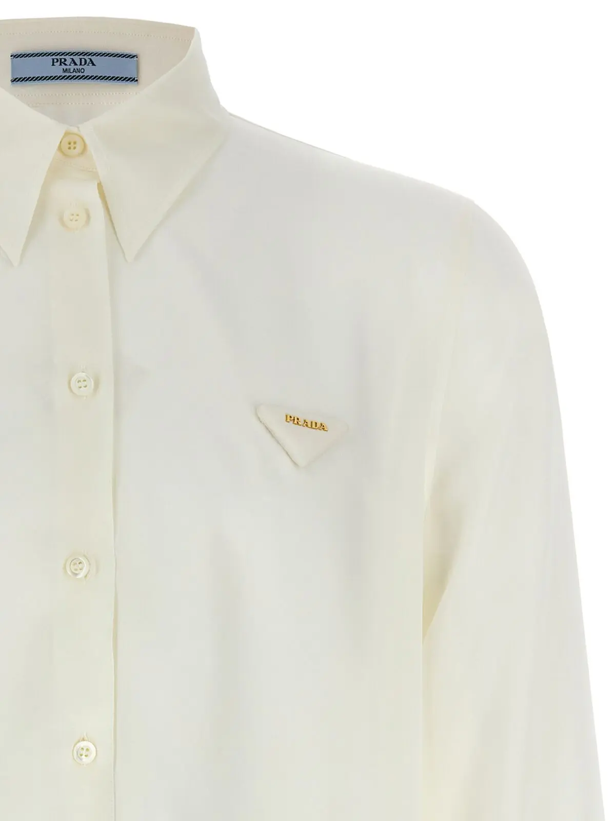 Сорочка Prada Silk logo Біла 3 Silk logo shirt Woman PRADA White
