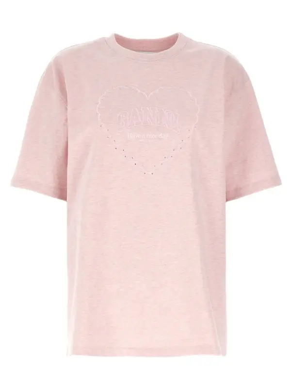 Heart T-shirt GANNI Pink