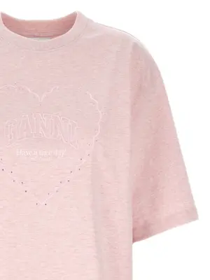 Heart T-shirt Woman GANNI Pink