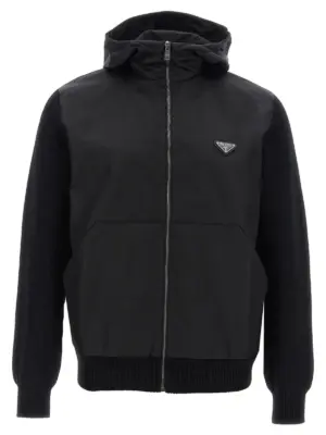 Logo bimaterial cardigan PRADA Black